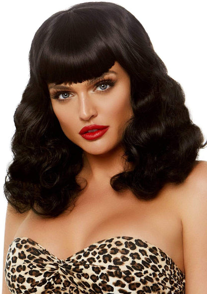 16 Inch Retro Curly Bob Wig - Black