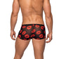 Kiss Me - Mini Short - Large - Sheer Lips Black