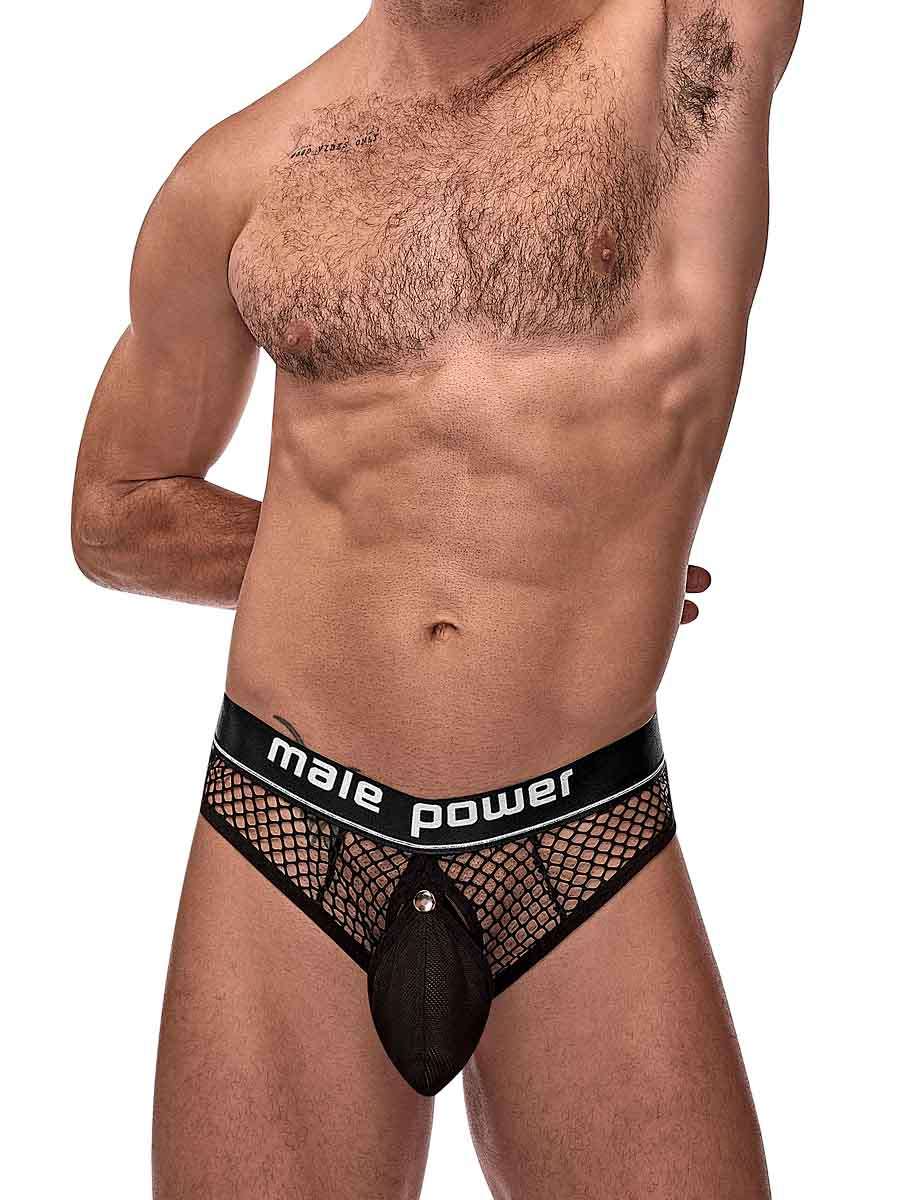 Cock Pit Net Cock Ring Thong - S- M - Black