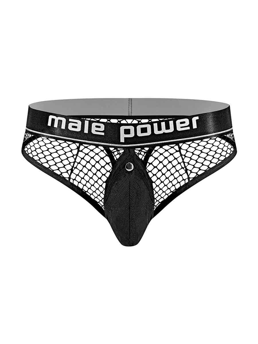 Cock Pit Net Cock Ring Thong - S- M - Black