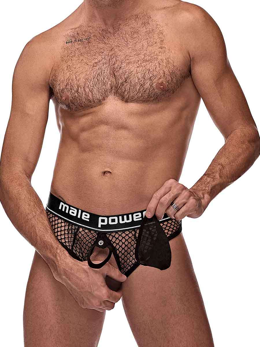 Cock Pit Net Cock Ring Thong - S- M - Black