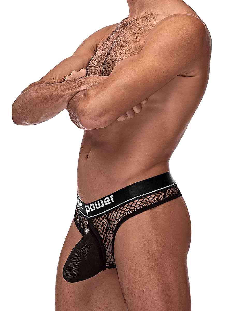 Cock Pit Net Cock Ring Thong - S- M - Black