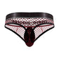 Cock Pit Net Cock Ring Thong - S- M - Burgundy