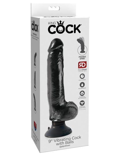 King Cock 9-Inch Vibrating Cock With Balls - Black