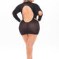 Pink Lipstick - Devilish Backless Dress - 1x-3x -  Black