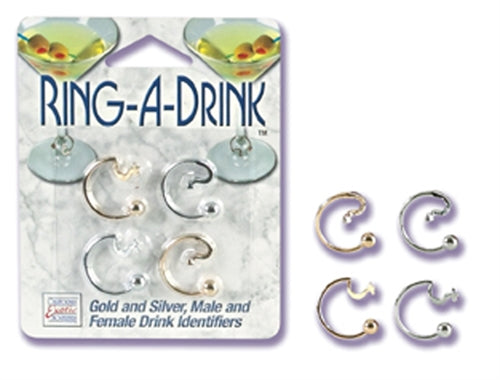 Ring a Drink Gold and Silver Male and Female Drink Identifiers