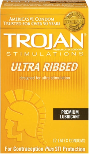 Trojan Stimulations Ulta Ribbed - 12 Pack